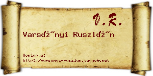 Varsányi Ruszlán névjegykártya